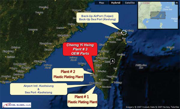 Cherng Yi Hsing Plastic Plating Factory Co., Ltd. ตลาดทั่วโลก